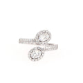 1.83 CTW DEW Oval Moissanite Two-Stone Bypass Ring in 14K White Gold