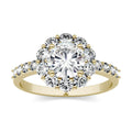1.78 CTW DEW Round Moissanite Halo Engagement Ring in 14K Yellow Gold