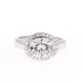 3.33 CTW DEW Oval Moissanite East-West Halo Engagement Ring in 14K White Gold