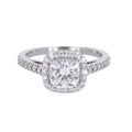 1.37 CTW DEW Cushion Moissanite Accented Halo Engagement Ring in 14K White Gold