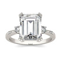 3.69 CTW DEW Emerald Moissanite Ring in 14K White Gold