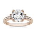 1.96 CTW DEW Round Moissanite Milgrain Accented Engagement Ring in 14K Rose Gold
