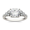 2.30 CTW DEW Oval Moissanite East-West with Side Accents Engagement Ring in 14K White Gold