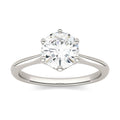1.50 CTW DEW Round Moissanite Six Prong Solitaire Trellis Engagement Ring in 14K White Gold