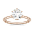1.50 CTW DEW Round Moissanite Six Prong Solitaire Trellis Engagement Ring in 14K Rose Gold