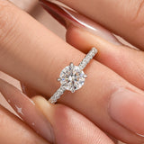 Triple Row Pavé 1.0Ct/2.0Ct Round Cut Moissanite Engagement Ring In Sterling Silver