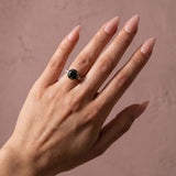 Solisfine Black Moissanite Stone 4.0 Ct Round Cut Rose Gold Engagement Ring