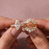 S925 Moissanite 3.0CT Marquise Cut Enhancer Ring With 1.7Ct Band In 18K Yellow Gold Plated Sterling Silver