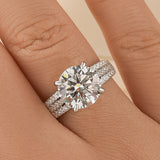 Moissanite Split Shank 4.0Ct Round Cut White Gold Engagement Ring