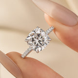 S925 Moissanite 3.5Ct Cushion Cut Double Hidden Halo Engagement Ring in Sterling Silver