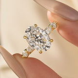 Moissanite 5.5Ct Oval Cut with 1.5Ct Side Stone Marquise Cut Engagement Ring in S925 Sterling Silver