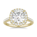 2.88 CTW DEW Cushion Moissanite Halo Engagement Ring in 14K Yellow Gold