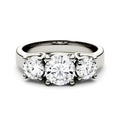 2.00 CTW DEW Round Moissanite Three-Stone Trellis Ring in 14K White Gold