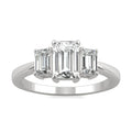 1.55 CTW DEW Emerald Moissanite Three-Stone Ring in 14K White Gold