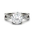 2.92 CTW DEW Round Moissanite Engagement Ring in 14K White Gold