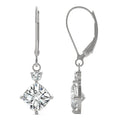 2.32 CTW DEW Cushion Moissanite Drop Leverback Earrings in 14K White Gold