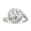 2.24 CTW DEW Round Moissanite Bypass Ring in 14K White Gold