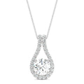 1.61 CTW DEW Round Moissanite Accented Drop Pendant in 14K White Gold