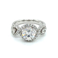 1.76 CTW DEW Round Moissanite Halo Twist Engagement Ring in 14K White Gold