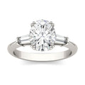 2.47 CTW DEW Oval Moissanite Three-Stone Engagement Ring in 14K White Gold
