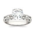 1.54 CTW DEW Round Moissanite Milgrain Engagement Ring in 14K White Gold