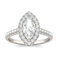 1.45 CTW DEW Marquise Moissanite Halo Ring in 14K White Gold