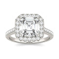 2.69 CTW DEW Asscher Moissanite Halo Ring in 14K White Gold
