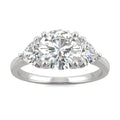 2.70 CTW DEW Round Moissanite Three-Stone Ring in 14K White Gold