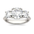 3.10 CTW DEW Round Moissanite Three-Stone Ring in 14K White Gold