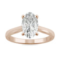 2.30 CTW DEW 14K Rose Gold Moissanite Elongated Oval Solitaire Engagement Ring