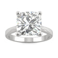 4.20 CTW DEW Cushion Moissanite Cathedral Solitaire Ring in 14K White Gold