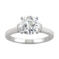 1.59 CTW DEW Round Moissanite Cathedral Accented Engagement Ring in 14K White Gold