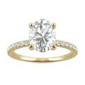2.34 CTW DEW Oval Moissanite Side-Stone Engagement Ring in 14K Yellow Gold