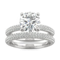 2.34 CTW DEW 14K White Gold Round Moissanite Pave Bridal Set