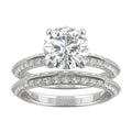 2.68 CTW DEW 14K White Gold Moissanite Round Knife Edge Bridal Set