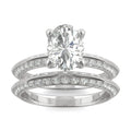 2.91 CTW DEW Oval Moissanite Knife Edge Wedding Set in 14K White Gold