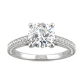 2.10 CTW DEW Round Moissanite Three-Sided Cathedral Engagement Ring in 14K White Gold