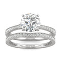 1.81 CTW DEW Round Moissanite Hidden Halo Accented Bridal Set in 14K White Gold