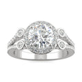 1.78 CTW DEW Round Moissanite Accented Halo Engagement Ring in 14K White Gold
