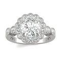 2.56 CTW DEW Round Moissanite Milgrain Accented Halo Engagement Ring in 14K White Gold
