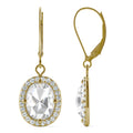 2.98 CTW DEW Oval Rose Cut Moissanite Drop Earrings in 14K Yellow Gold