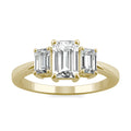 1.55 CTW DEW Emerald Moissanite Three-Stone Ring in 14K Yellow Gold