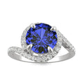 3.04 CTW DEW Round Sapphire Bypass Ring in 14K White Gold