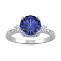 2.84 CTW DEW Round Created Sapphire Ring in 14K White Gold
