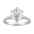 2.34 CTW DEW Oval Moissanite Engagement Ring in 14K White Gold