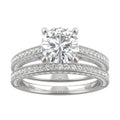 2.71 CTW DEW Round Moissanite Side-Stone Bridal Set in 14K White Gold