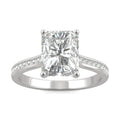 2.88 CTW DEW Radiant Moissanite Engagement Ring in 14K White Gold