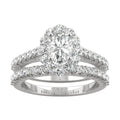 1.88 CTW DEW Oval Moissanite Halo Bridal Set in 14K White Gold