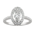 2.62 CTW DEW Elongated Oval Moissanite Halo Ring in 14K White Gold