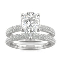 2.54 CTW DEW Pear Side-Stone Pavé Moissanite Bridal Set in 14K White Gold